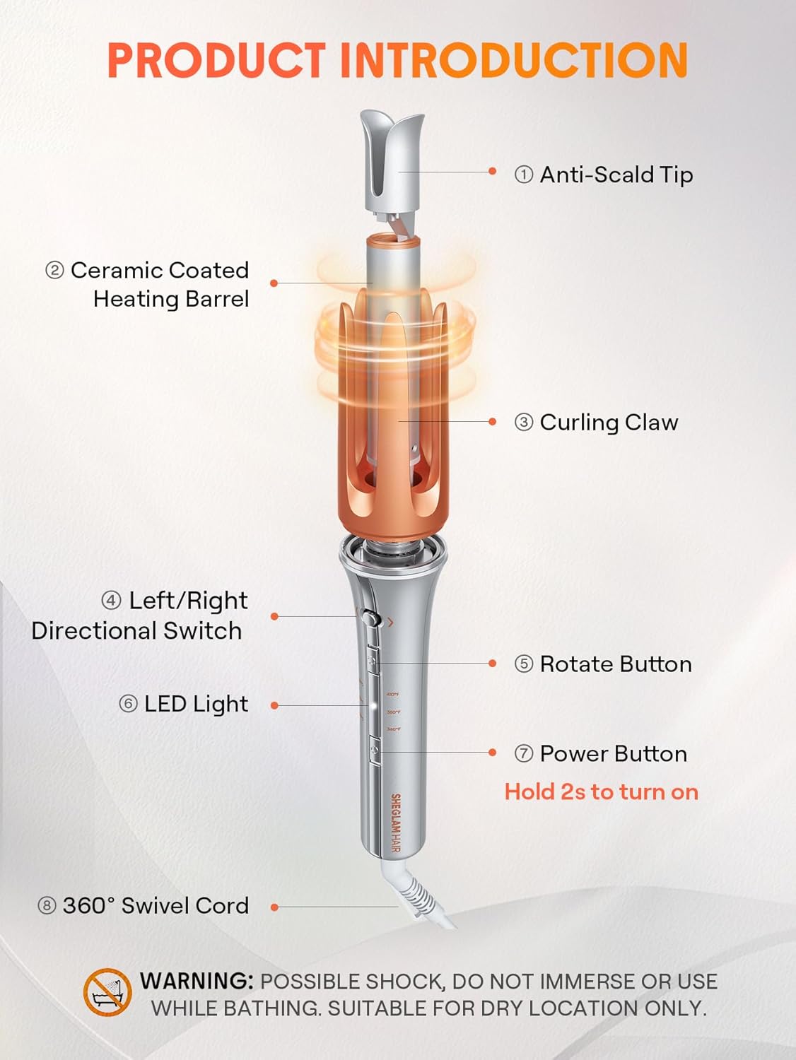 SHEGLAM Automatic Hair Curler 25mm, Fast Heating, Anti-Scald, 3 Temps, 2-Way Rotation SHEGLAM Automatic Hair Curler 25mm, Fast Heating, Anti-Scald, 3 Temps, 2-Way Rotation